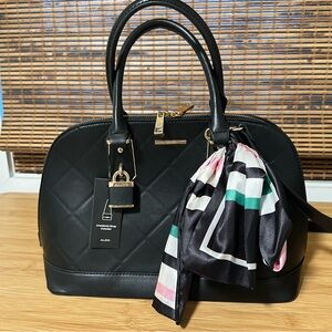 Aldo Black Quilted Satchel Bag